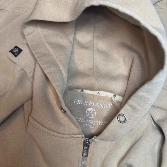 Free Planet Hoodie Beige Women's High Quality Brand Sz S Comfy Cozy - Picture 6 of 12